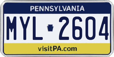 PA license plate MYL2604