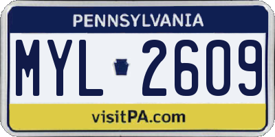 PA license plate MYL2609