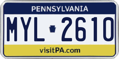PA license plate MYL2610