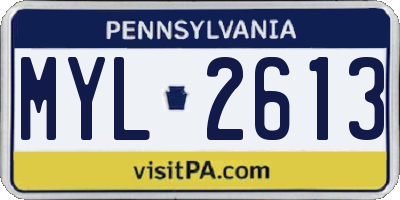PA license plate MYL2613