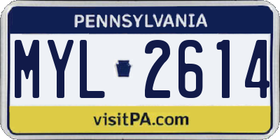 PA license plate MYL2614