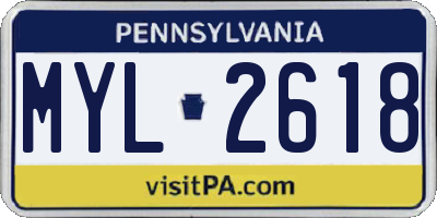 PA license plate MYL2618