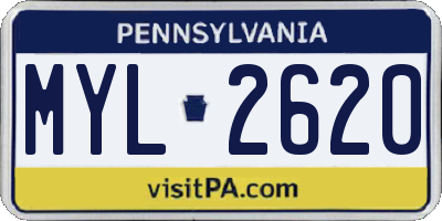 PA license plate MYL2620