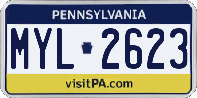 PA license plate MYL2623