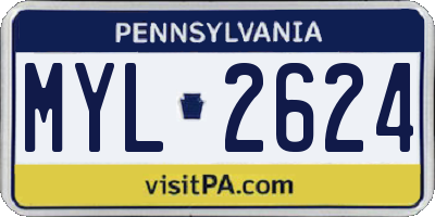 PA license plate MYL2624