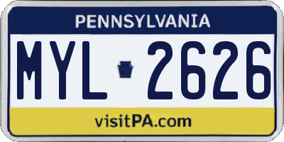 PA license plate MYL2626