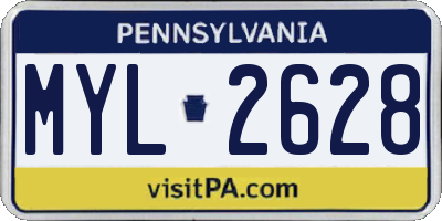 PA license plate MYL2628