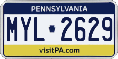 PA license plate MYL2629