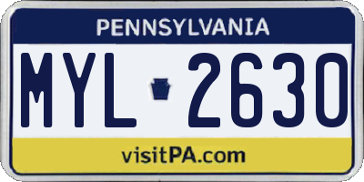 PA license plate MYL2630