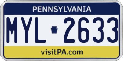 PA license plate MYL2633