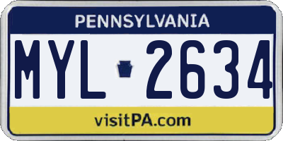 PA license plate MYL2634