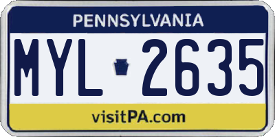PA license plate MYL2635