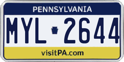 PA license plate MYL2644