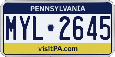 PA license plate MYL2645