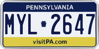 PA license plate MYL2647