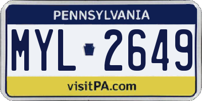 PA license plate MYL2649