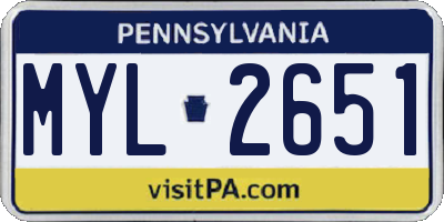 PA license plate MYL2651