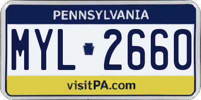 PA license plate MYL2660