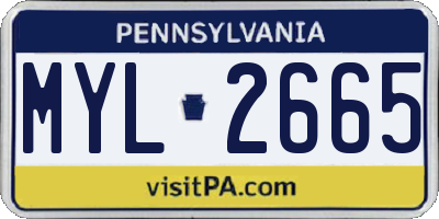 PA license plate MYL2665