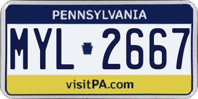 PA license plate MYL2667