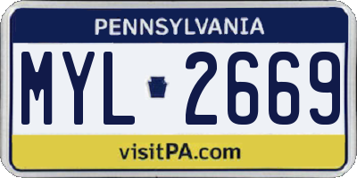 PA license plate MYL2669