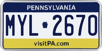 PA license plate MYL2670