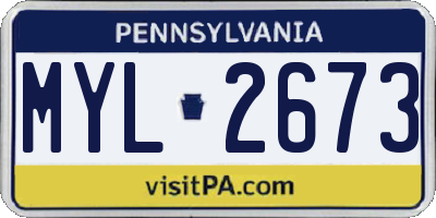 PA license plate MYL2673