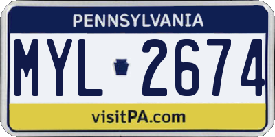 PA license plate MYL2674