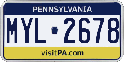 PA license plate MYL2678