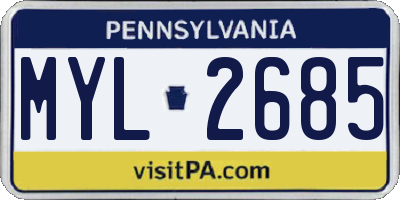 PA license plate MYL2685
