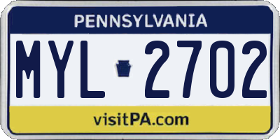 PA license plate MYL2702