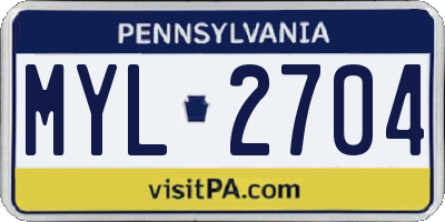 PA license plate MYL2704