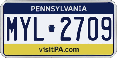 PA license plate MYL2709