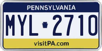 PA license plate MYL2710