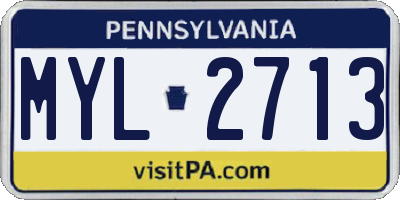 PA license plate MYL2713