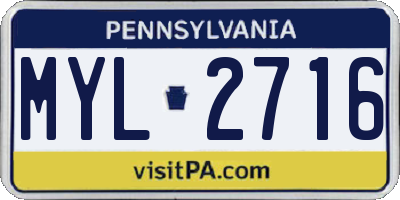 PA license plate MYL2716