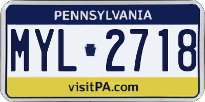 PA license plate MYL2718