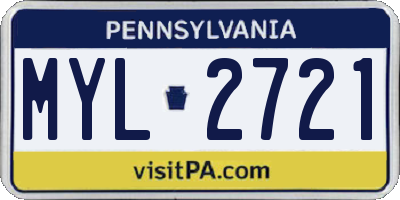 PA license plate MYL2721