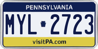 PA license plate MYL2723