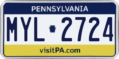 PA license plate MYL2724