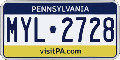 PA license plate MYL2728