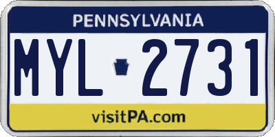 PA license plate MYL2731