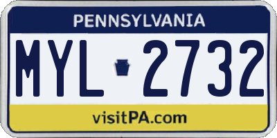 PA license plate MYL2732