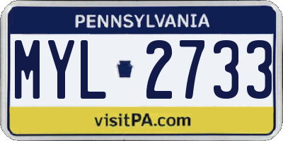 PA license plate MYL2733