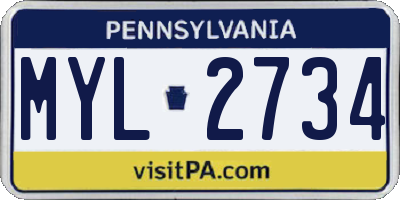 PA license plate MYL2734