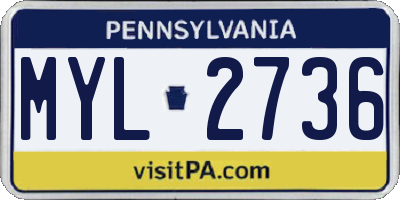 PA license plate MYL2736