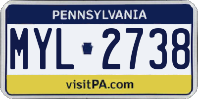 PA license plate MYL2738