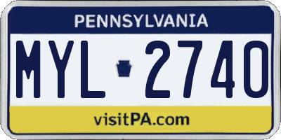 PA license plate MYL2740