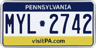 PA license plate MYL2742