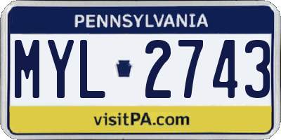 PA license plate MYL2743
